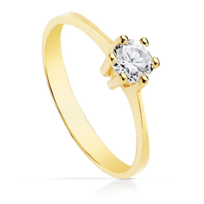 18K SOLITARIO ORO AMARILLO CIRCONITA 5 MM