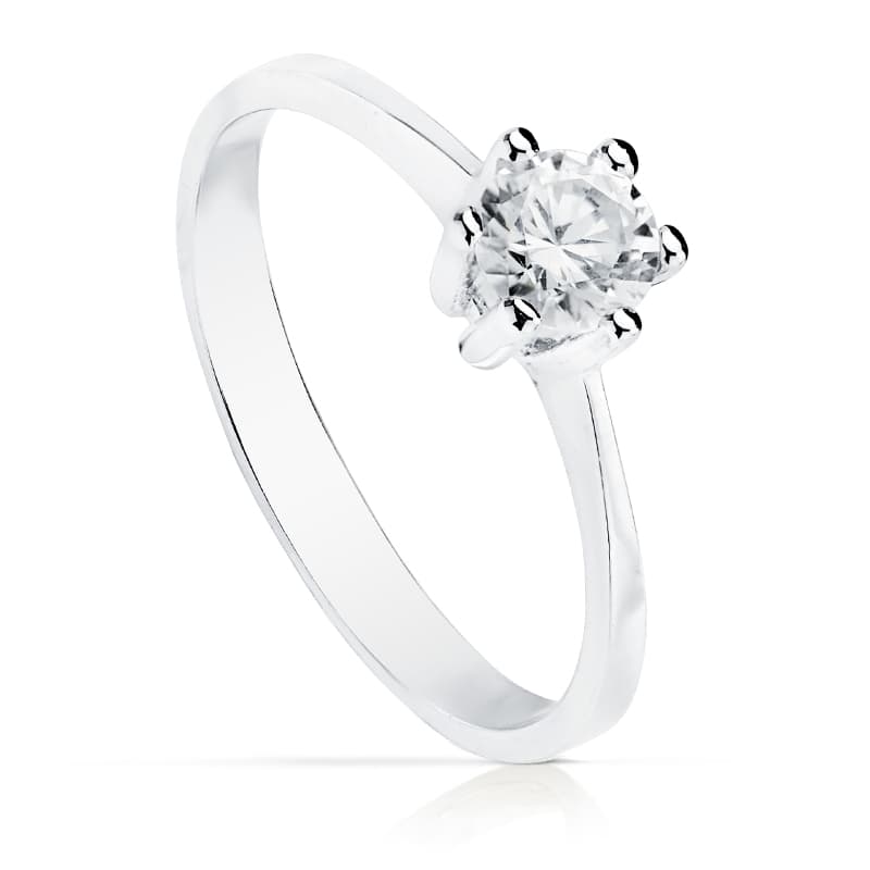 18K SOLITARIO ORO BLANCO CIRCONITA 5 MM