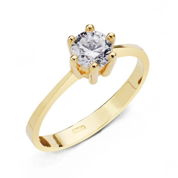 18K SOLITARIO ORO AMARILLO CIRCONITA 5.5 MM