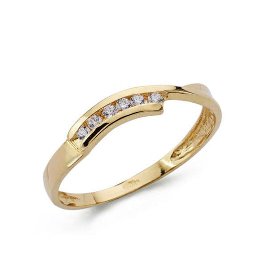 18K SORTIJA ORO AMARILLO MACIZA CON CIRCONITAS. ANCHO: 3,5 MM