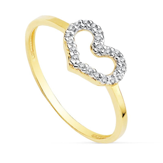 18K SORTIJA ORO BICOLOR CORAZON CIRCONITAS C. AMOR