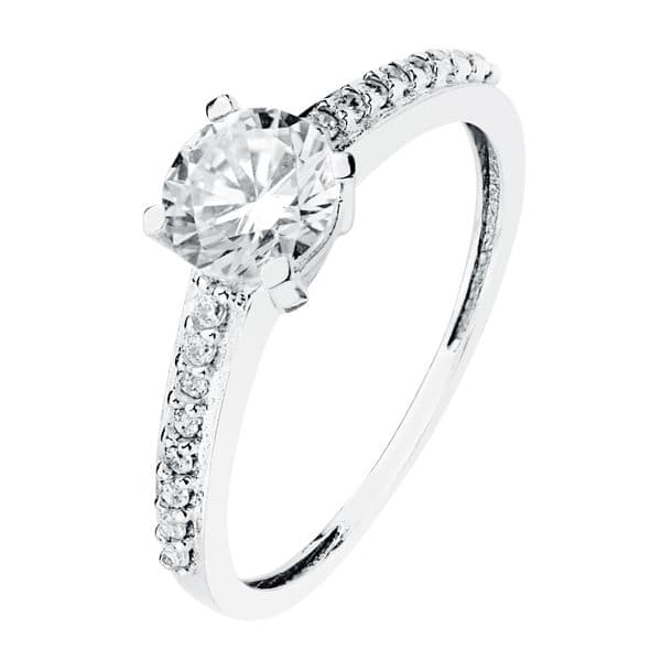 18K SOLITARIO ORO BLANCO CIRCONITA 6 MM