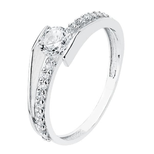 18K SOLITARIO ORO BLANCO CIRCONITA 6 MM