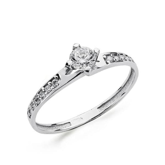 18K SOLITARIO ORO BLANCO CIRCONITA 4 MM