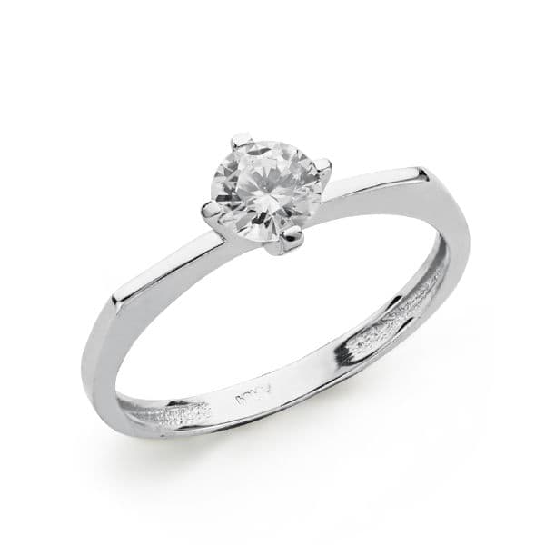 18K SOLITARIO ORO BLANCO CIRCONITA 5 MM