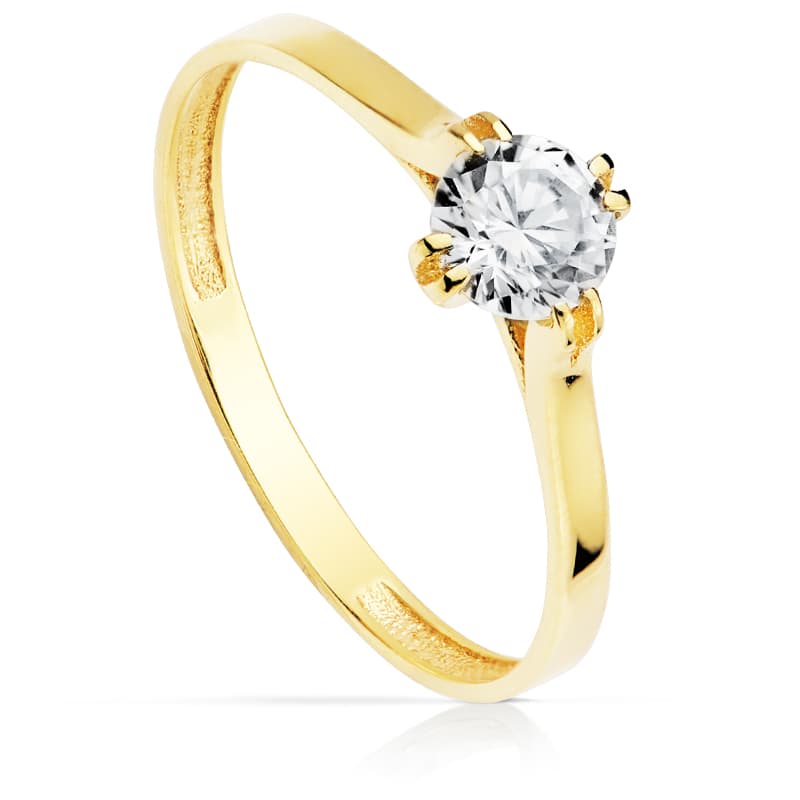 18K SOLITARIO ORO AMARILLO CIRCONITA 5 MM
