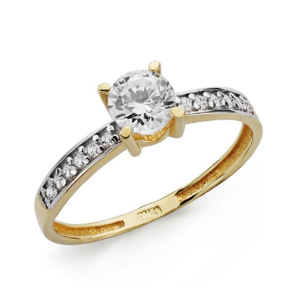 18K SOLITARIO ORO BICOLOR CIRCONITA 5 MM