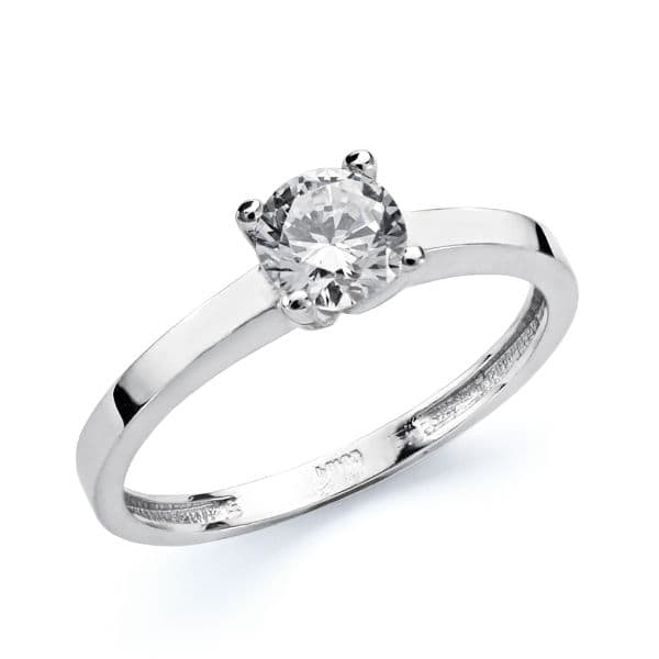 18K SOLITARIO ORO BLANCO CIRCONITA 5.5 MM
