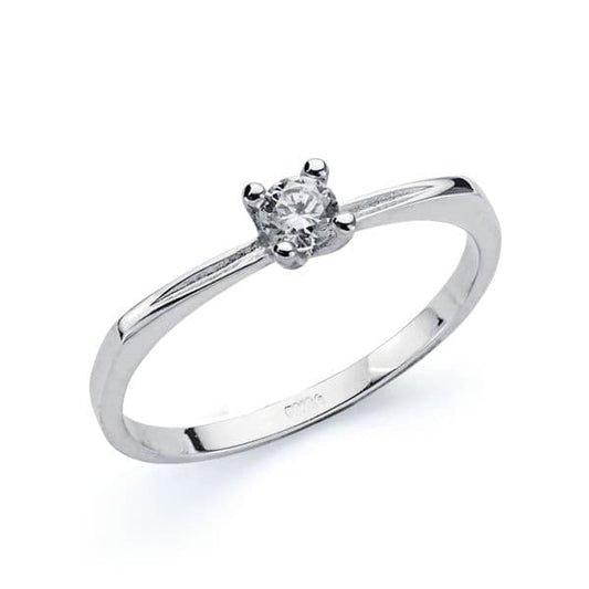 9K SOLITARIO ORO BLANCO CON CIRCONITA EN 4 GARRAS DE 3 MM