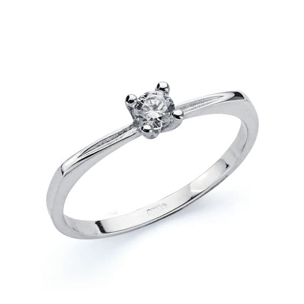 Solitario Señora 3 mm de oro blanco 18K