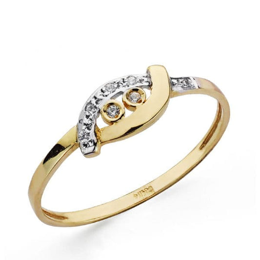 18K SORTIJA ORO BICOLOR MOTIVO CRUZADO CON CIRCONITAS. ANCHO: 5,5 MM