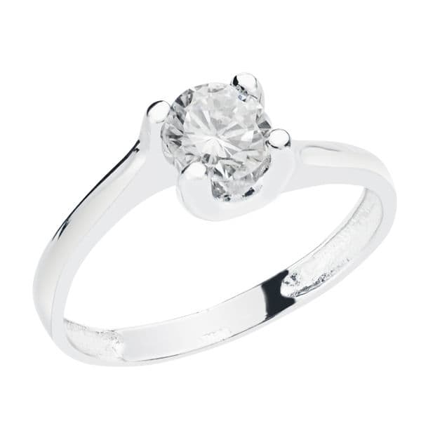 Solitario Circonita 5,5 mm Garras de oro blanco 18K