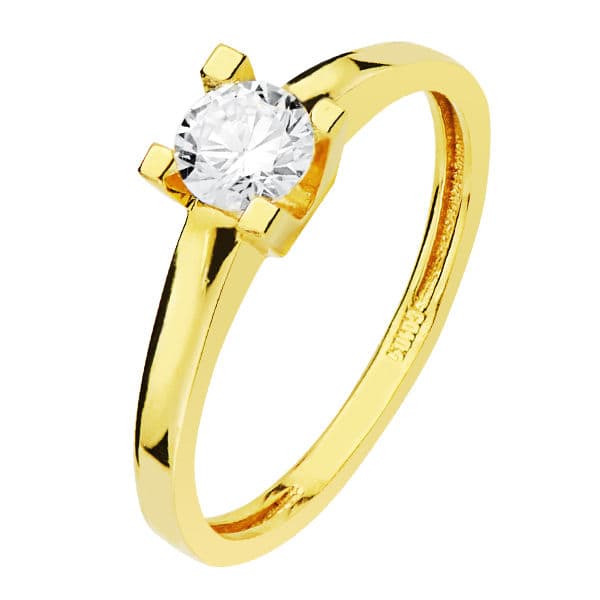 18K SOLITARIO ORO AMARILLO CIRCONITA 5 MM