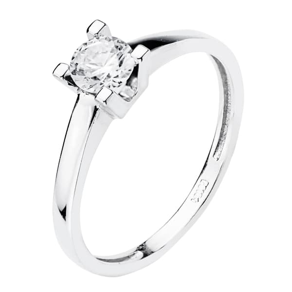 18K SOLITARIO ORO BLANCO CIRCONITA 5 MM