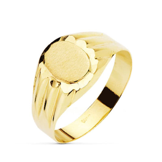 Sello Hueco Cadete Zona Grabado Oval 8 x 6 mm de oro amarillo 18K