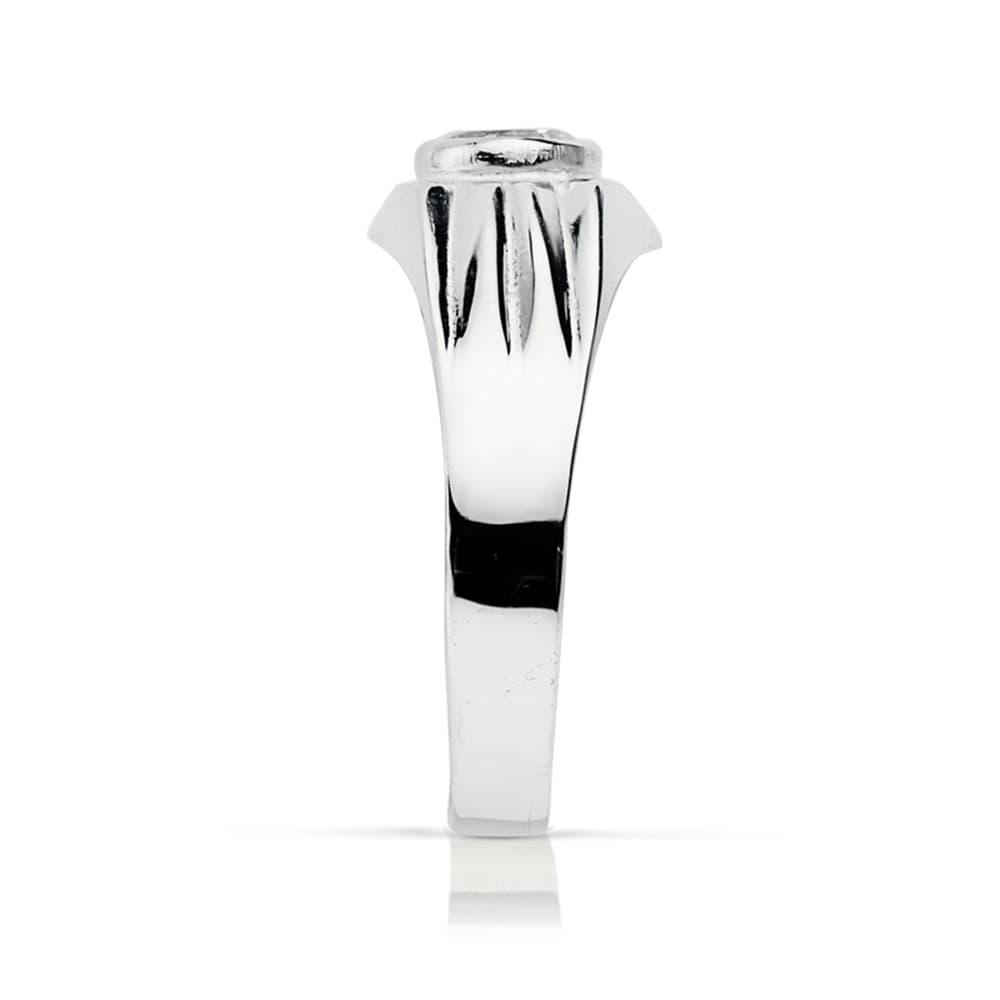 Solitario Hueco con Circonita en Bocel de 5 mm de oro blanco 18K