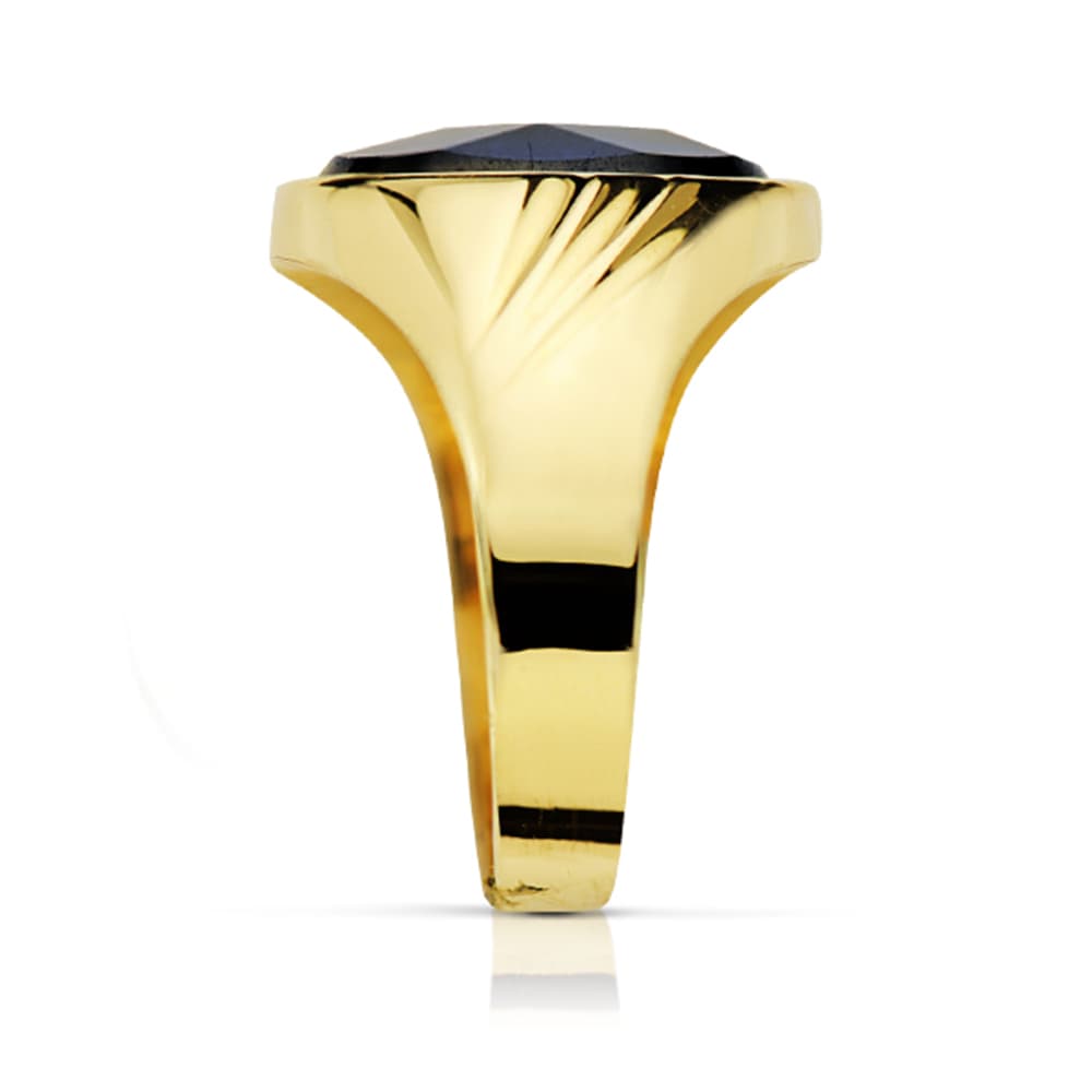 Sello Hueco Piedra Oval Zafiro Spinel.14 x 10 mm de oro amarillo 18K