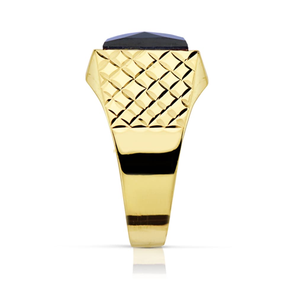 Sello Caballero Piedra Zafiro Spinel 10 x 8 mm de oro amarillo 18K
