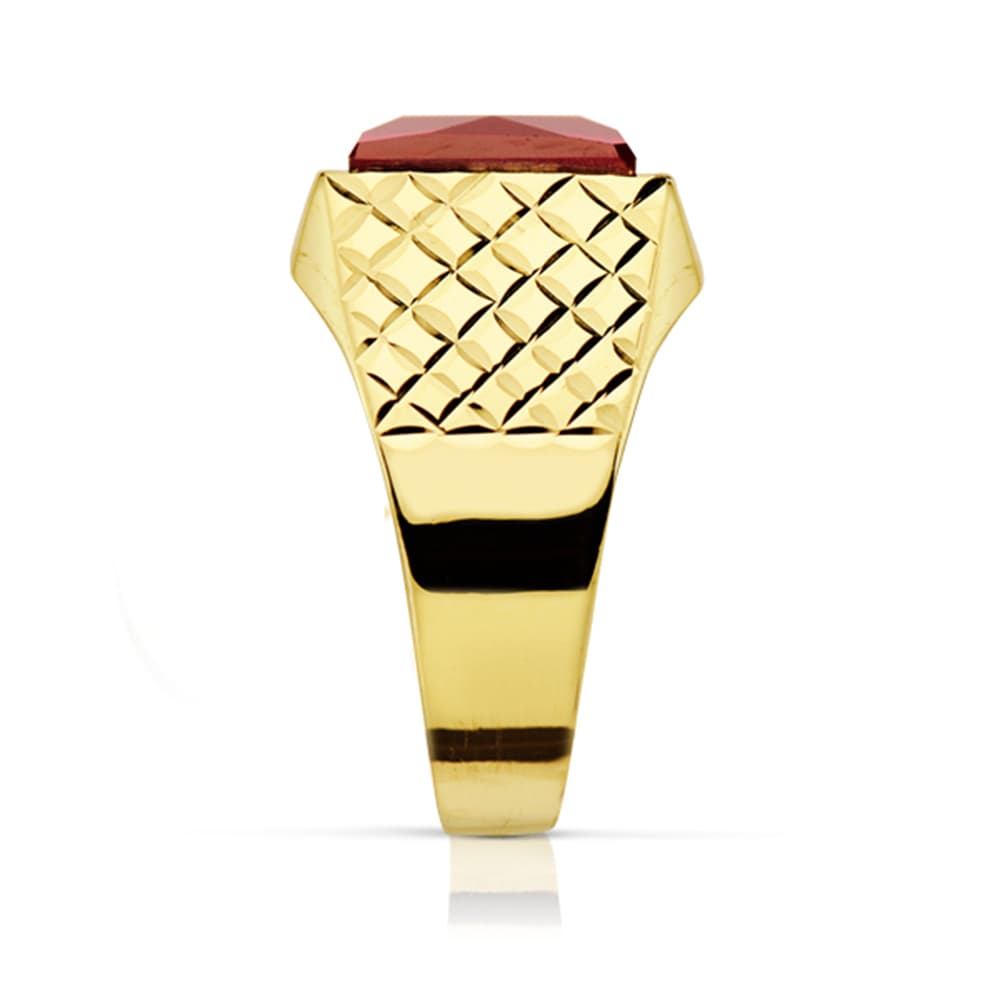 Sello Caballero Piedra Rubí Spinel 10 x 8 mm de oro amarillo 18K