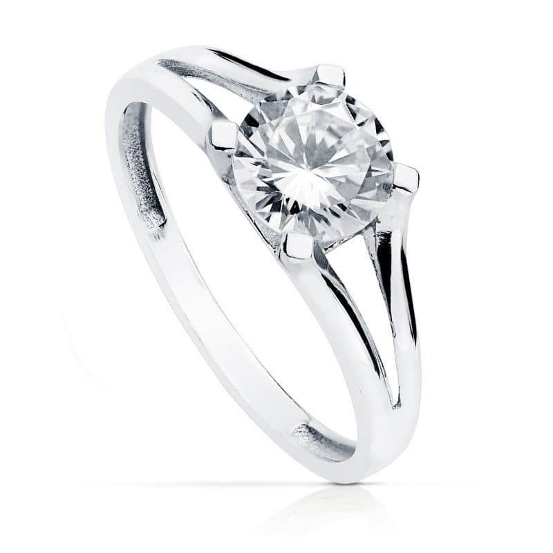 Solitario con Circonita de 7 mm de oro blanco 18K
