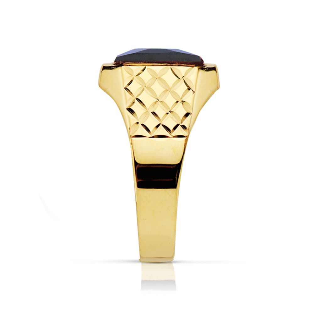 Sello Cadete Piedra 9 x 7 mm Zafiro Spinel Talla de oro amarillo 18K