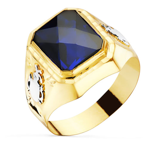 Sello Caballero Zafiro Spinel de oro amarillo 18K