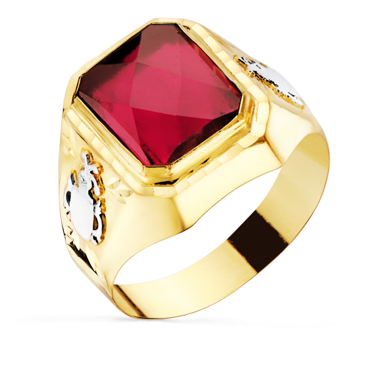 Sello Caballero Rubí Spinel de oro amarillo 18K