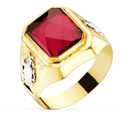 Sello Caballero Rubí Spinel de oro amarillo 18K