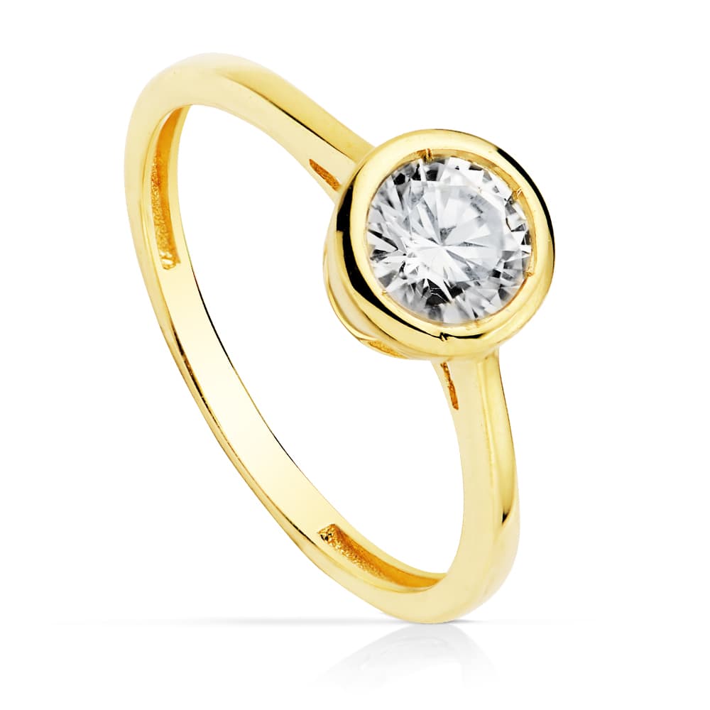 Solitario con Circonita 5,5 mm de oro amarillo 18K