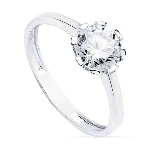 18K SOLITARIO ORO BLANCO GARRAS CIRCONITA 7 MM