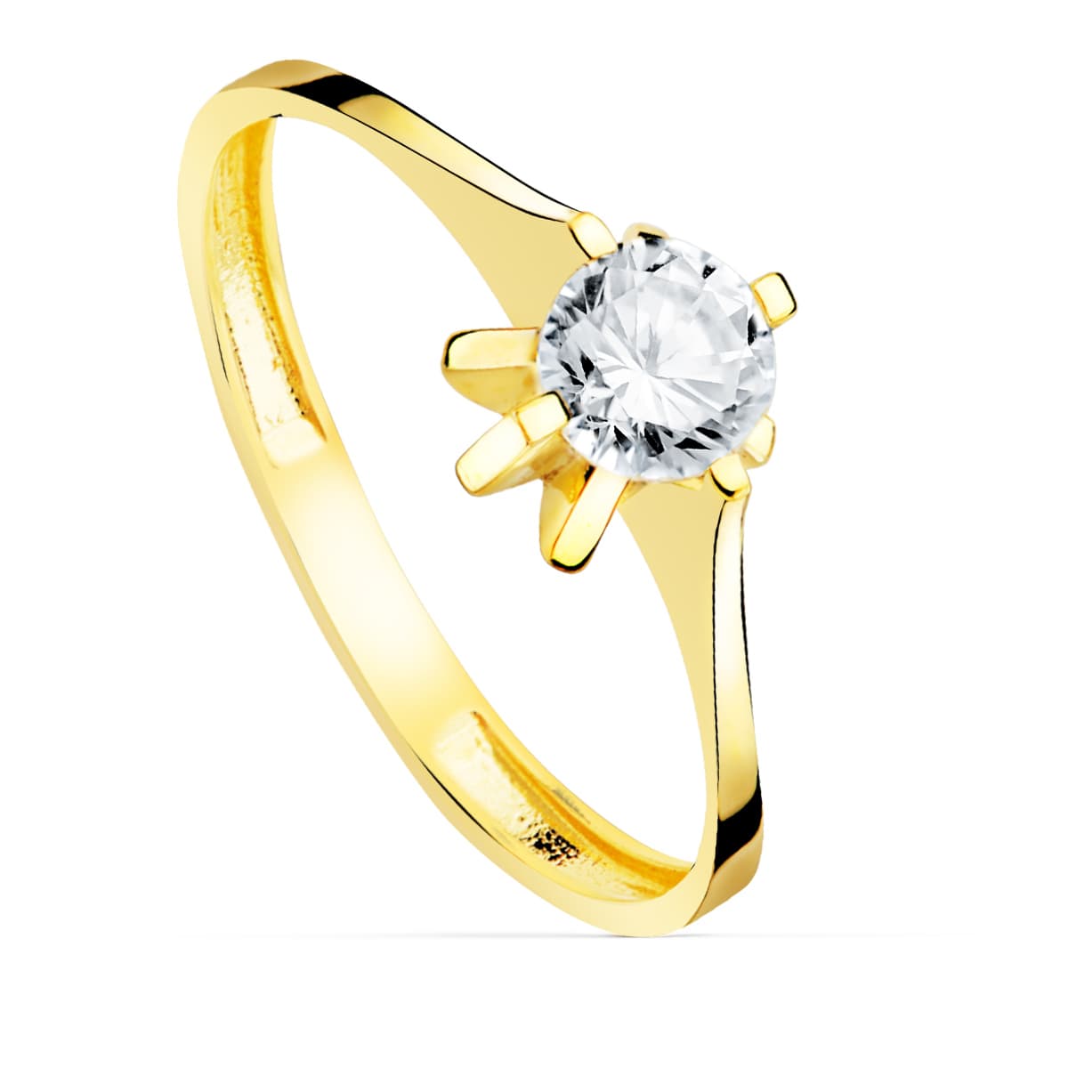 18K SOLITARIO ORO AMARILLO CIRCONITA GARRAS 5 MM ANCHO CUERPO 2 MM