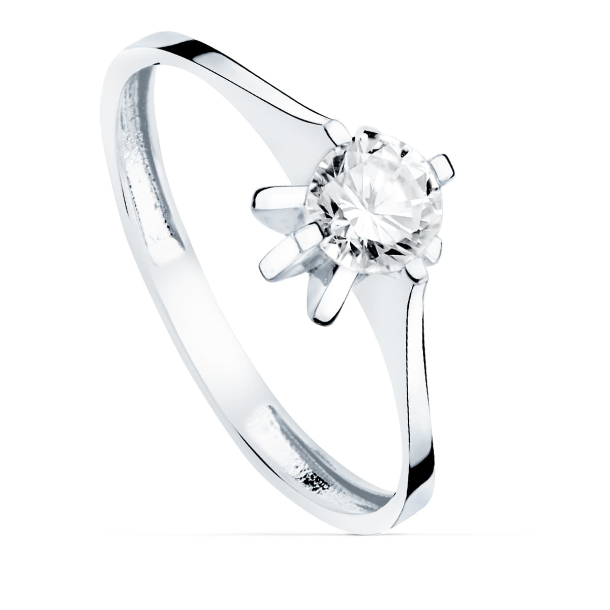 18K SOLITARIO ORO BLANCO CIRCONITA GARRAS 5 MM ANCHO CUERPO 2 MM