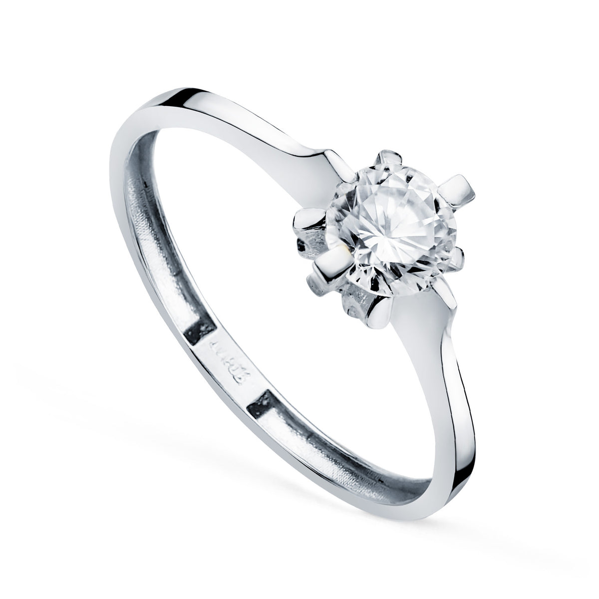 Solitario Circonita Garras de 5 mm. Ancho: 7,4 mm de oro blanco 18K