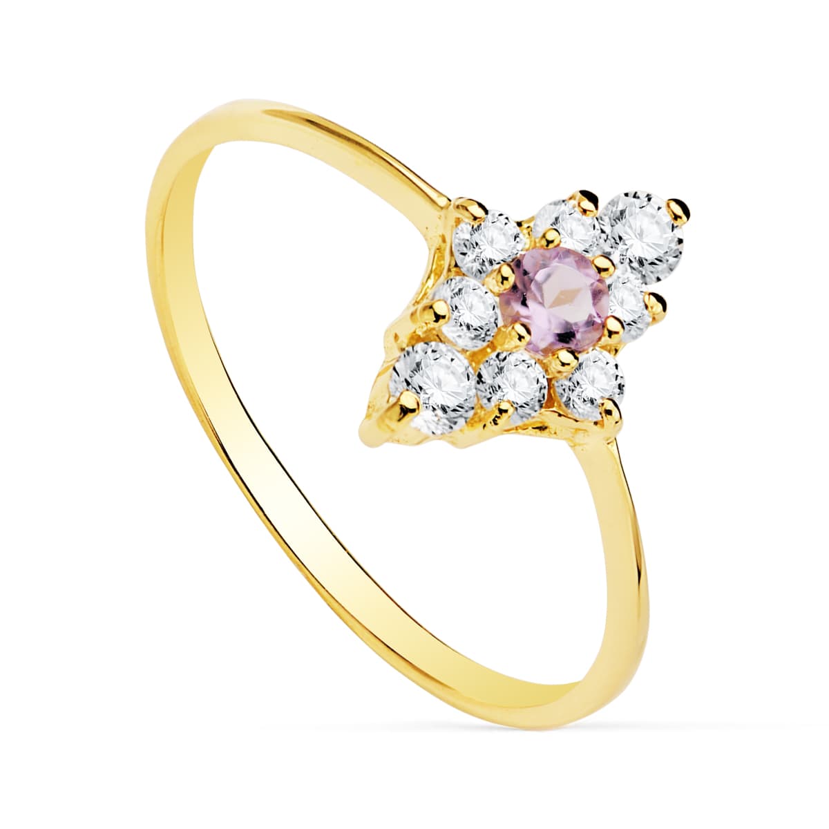 Sortija Amatista Cuajo 10 x 7 mm de oro amarillo 18K