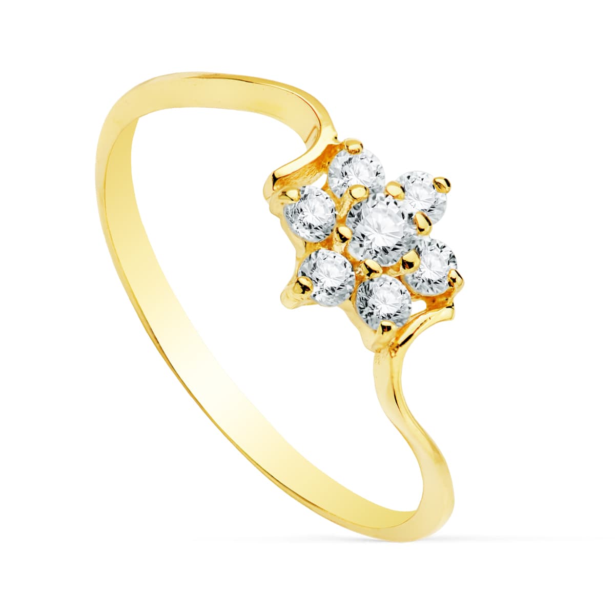 Sortija Circonita Cuajo 7 mm de oro amarillo 18K