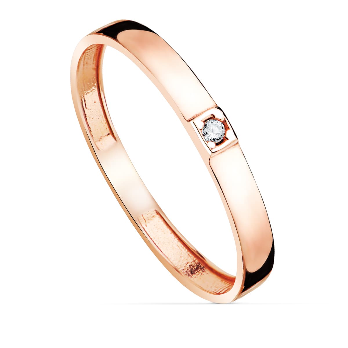 Sortija Brillo 1 Circonita Ancho 2,2 mm de oro rosa 18K