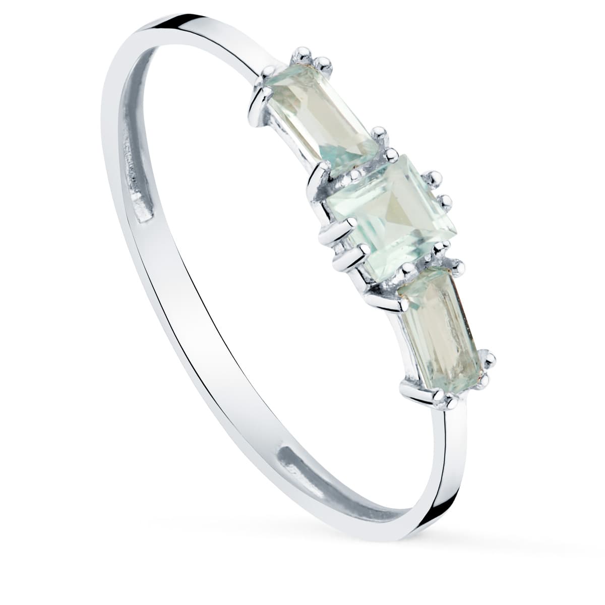 18K SORTIJA ORO BLANCO 3 TOPACIO AZUL NATURAL 3X3 MM 4X2 MM