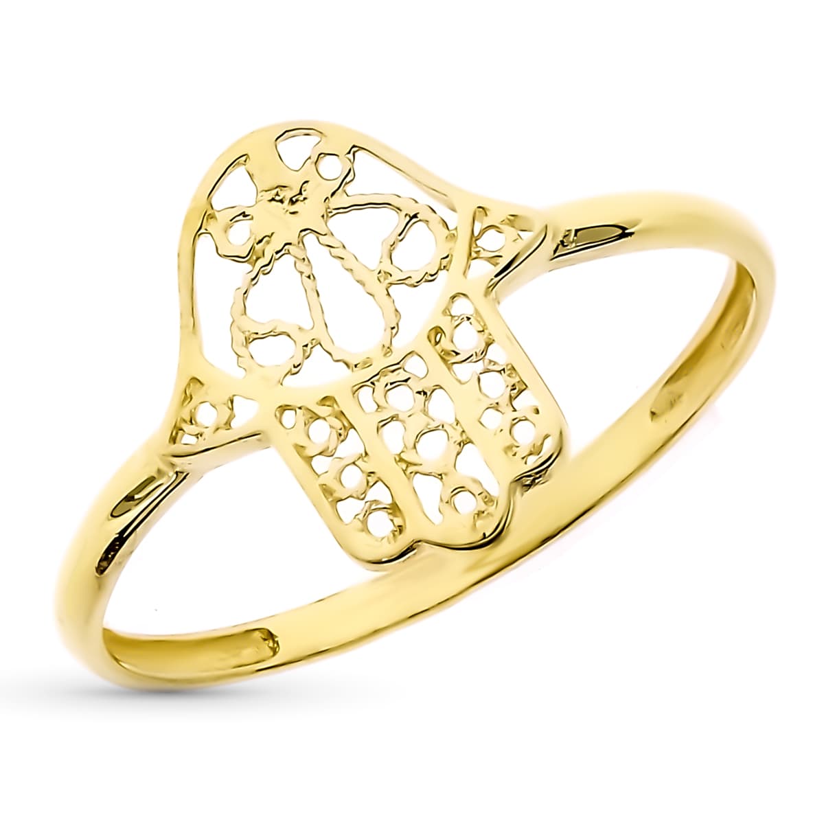 18K SORTIJA ORO AMARILLO MANO DE FATIMA 12X10 MM