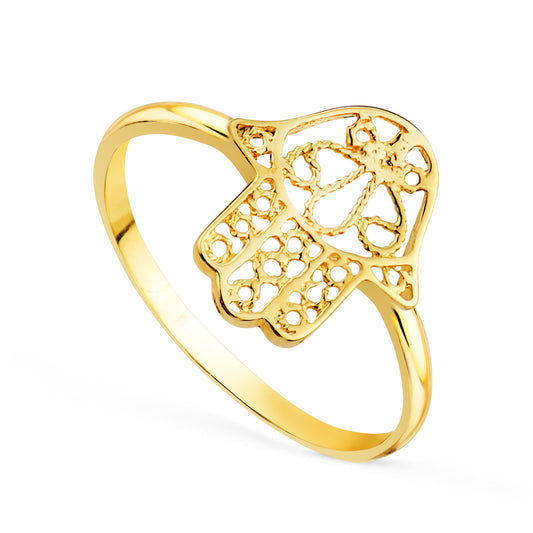 18K SORTIJA ORO AMARILLO MANO DE FATIMA 12X10 MM