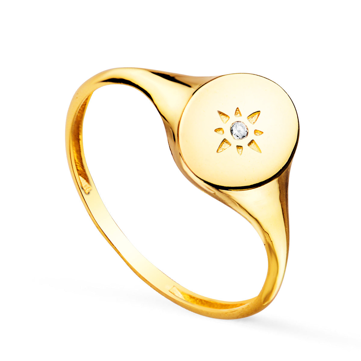 Sello Mujer Cabeza Oval con Circonita 9 x 8 mm de oro amarillo 18K
