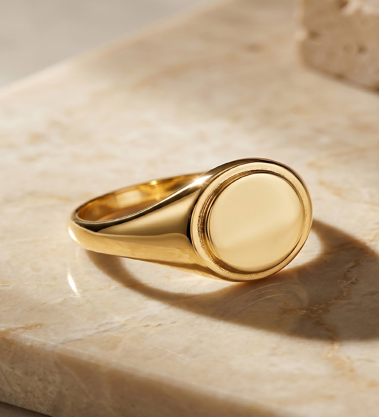 18K SORTIJA SELLO ORO AMARILLO MACIZO BRILLO CABEZA OVAL: 10X8MM