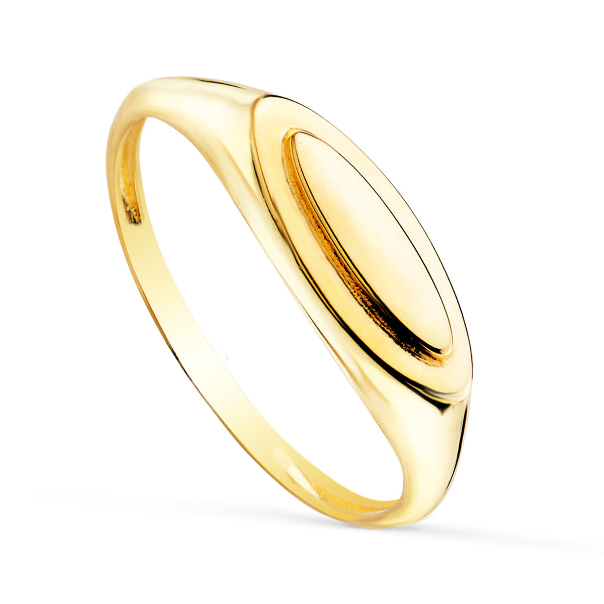 Sortija Sello Brillo Zona Grabado Oval: 11 x 3 mm de oro amarillo 18K