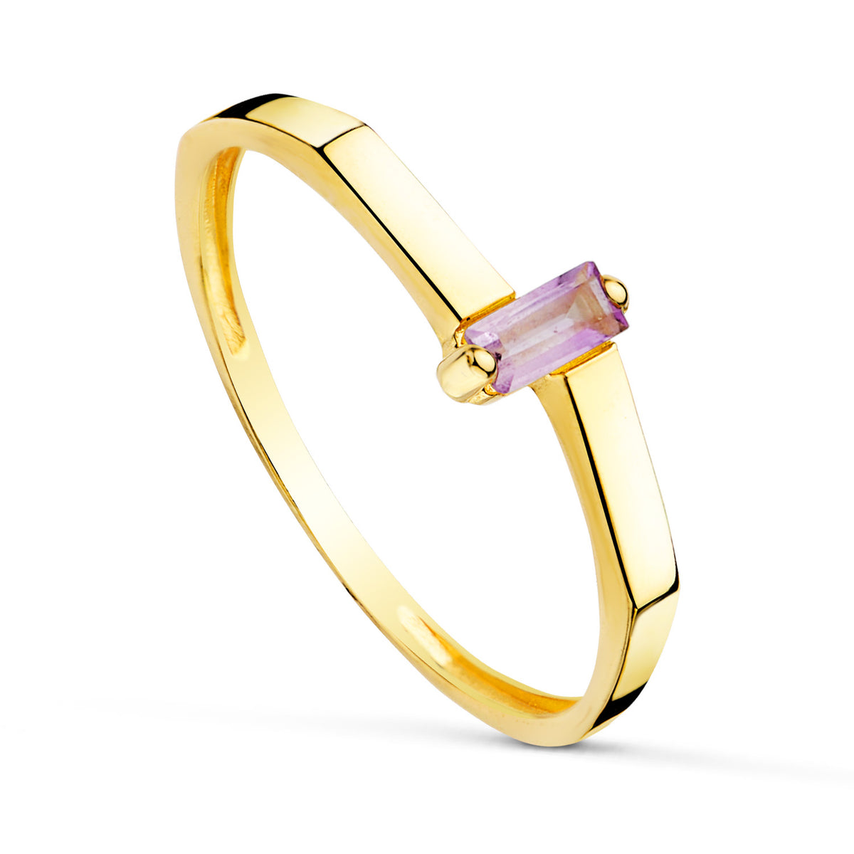 Sortija Piedra Semiprecios Amatista 4 x 2 mm de oro amarillo 18K