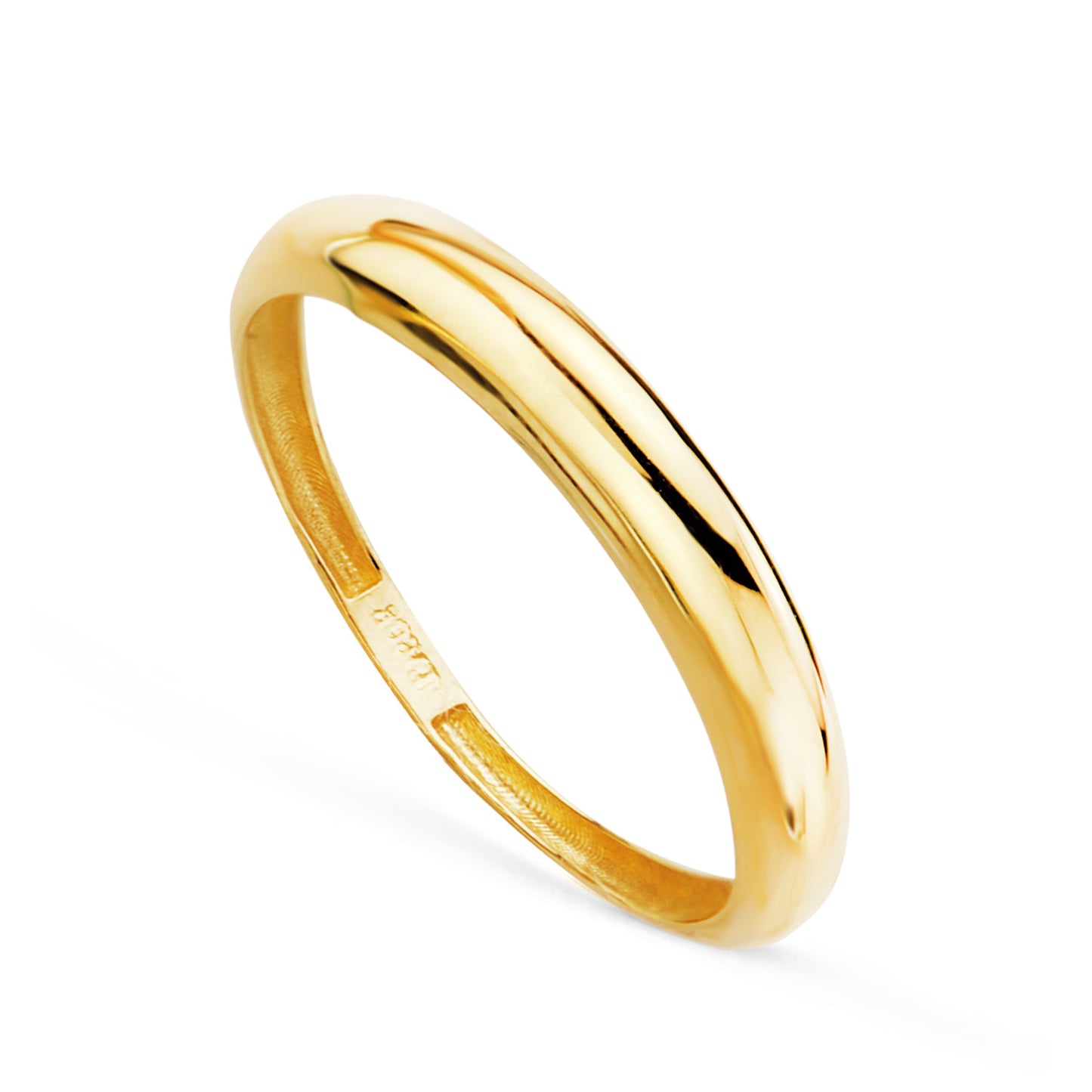 Sortija Lisa en Brillo. Ancho: 3 mm de oro amarillo 18K