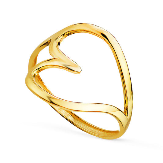 18K SORTIJA ORO AMARILLO CORAZON LISO EN BRILLO. ANCHO 16 MM