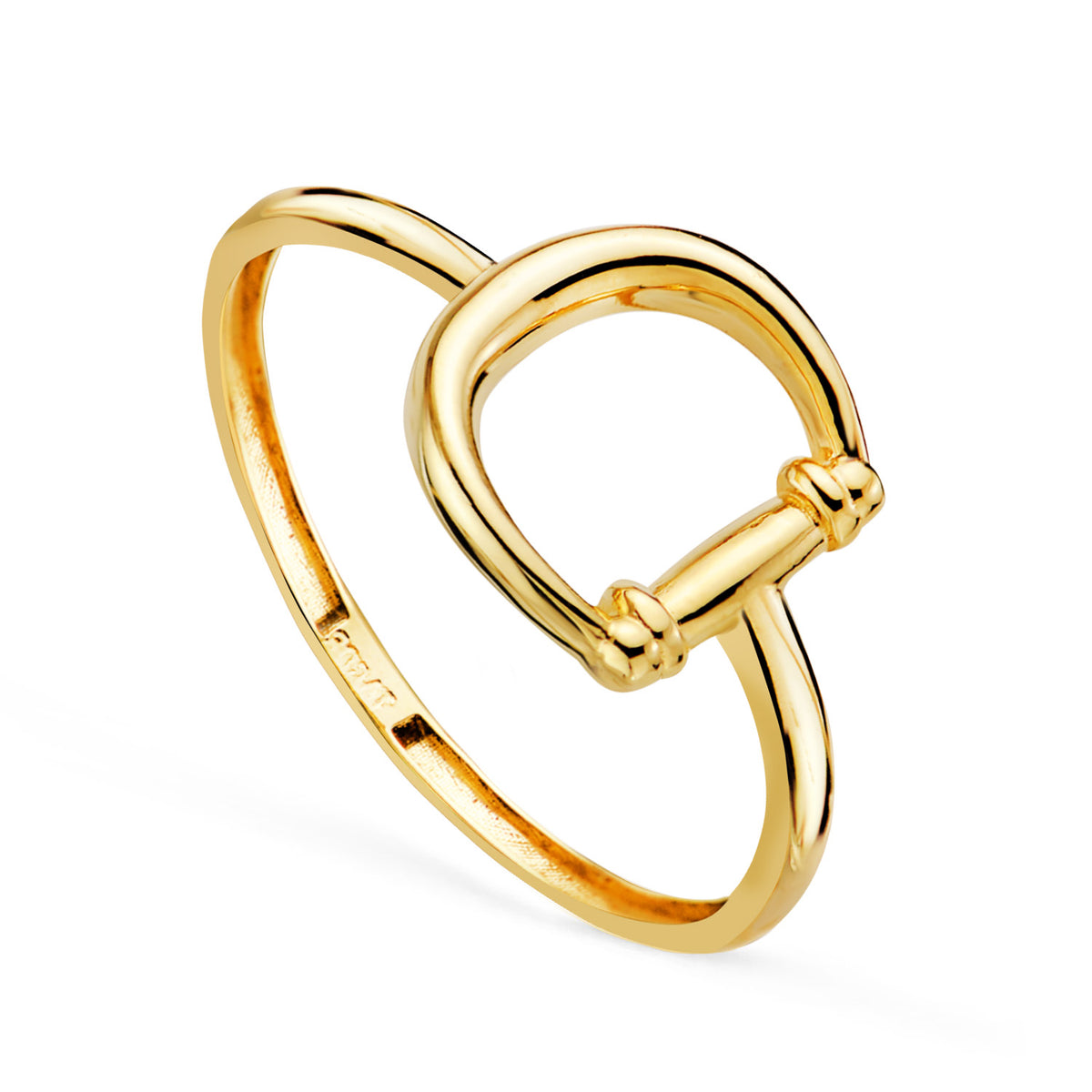 Sortija Estribo Liso en Brillo. Ancho: 10 mm de oro amarillo 18K