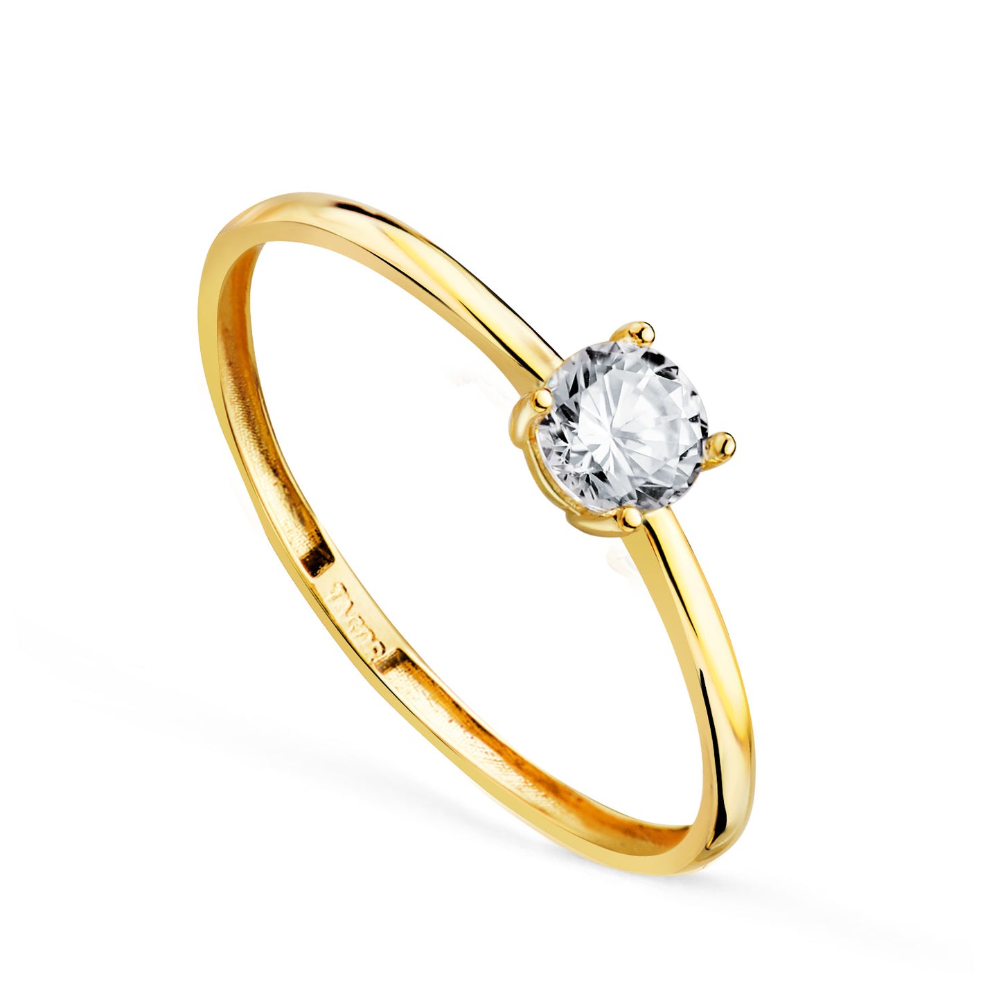 18K SOLITARIO ORO AMARILLO 4 GARRAS CON CIRCONITA. MEDIDA CIRCONITA: 4 MM