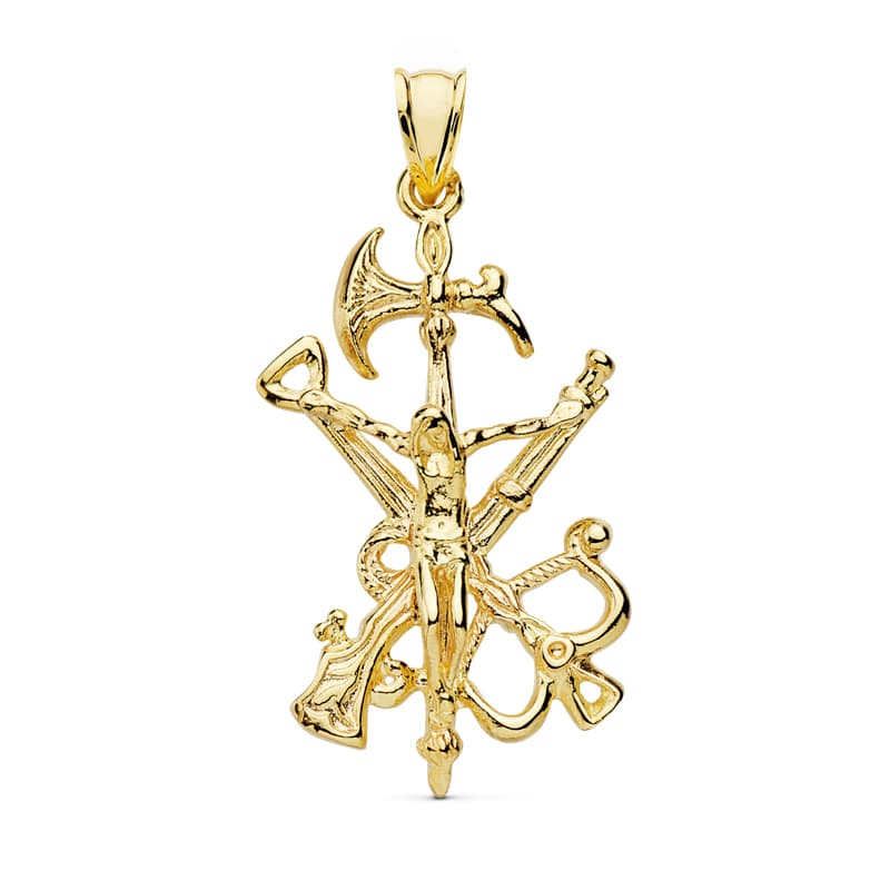 Colgante Cruz Cristo Legion 44 x 22 mm de oro amarillo 18K