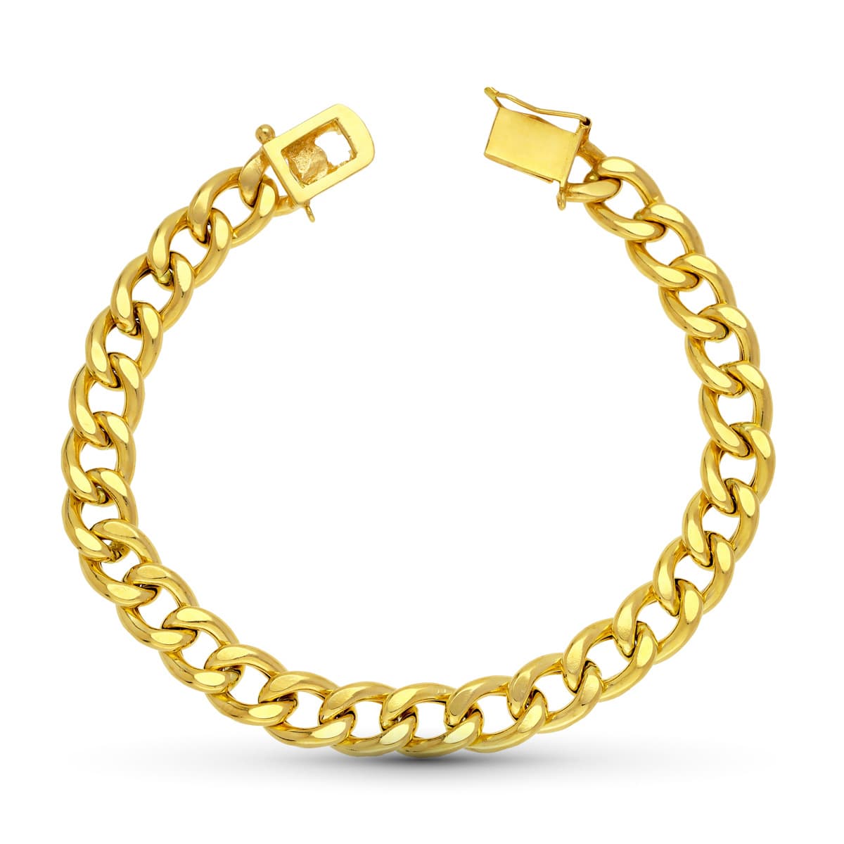 Pulsera Barbada Hueca 22 cm 9 mm de oro amarillo 18K