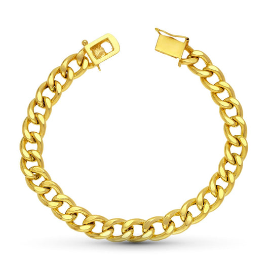 Pulsera Barbada Hueca 22 cm 9 mm de oro amarillo 18K